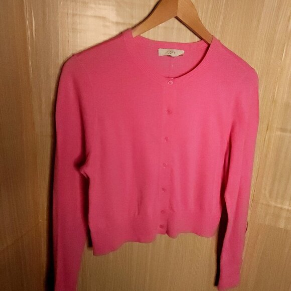 Loft Womens New Pink Lightweight Cardigan Sweater Large - Picture 3 of 5